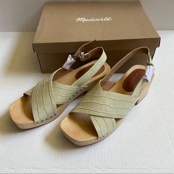 Madewell Farrah Croc Embossed Leather Slingback Clog NWT - Picture 12 of 16